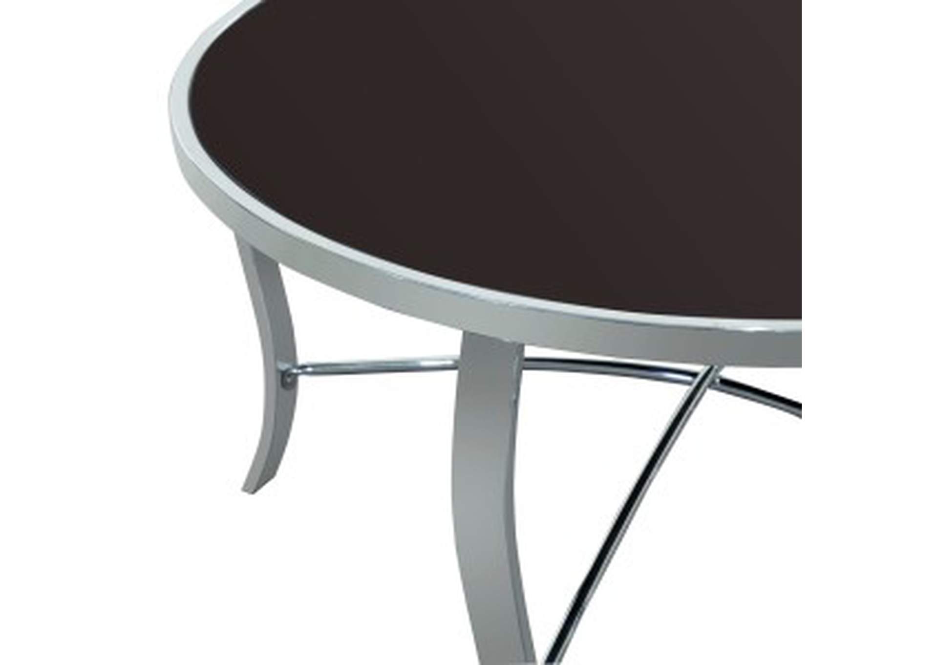 Cocktail Tables 3 Piece Occassional Table Set, Black Glass Top W/ Chrome Legs,Homelegance