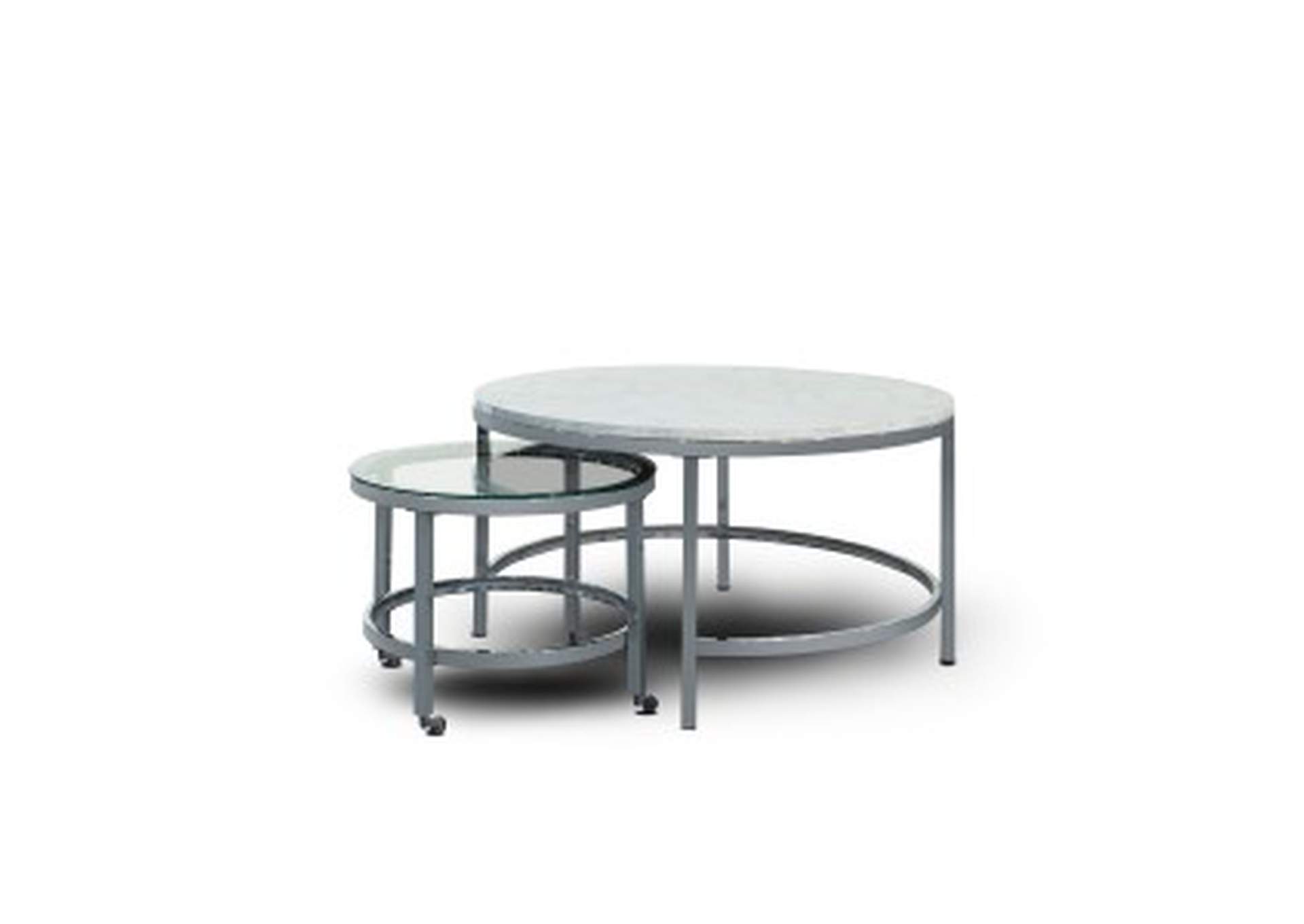 Cocktail Tables 3 Piece Occassional Table Set, Faux Marble Top W/ Chrome Legs,Homelegance