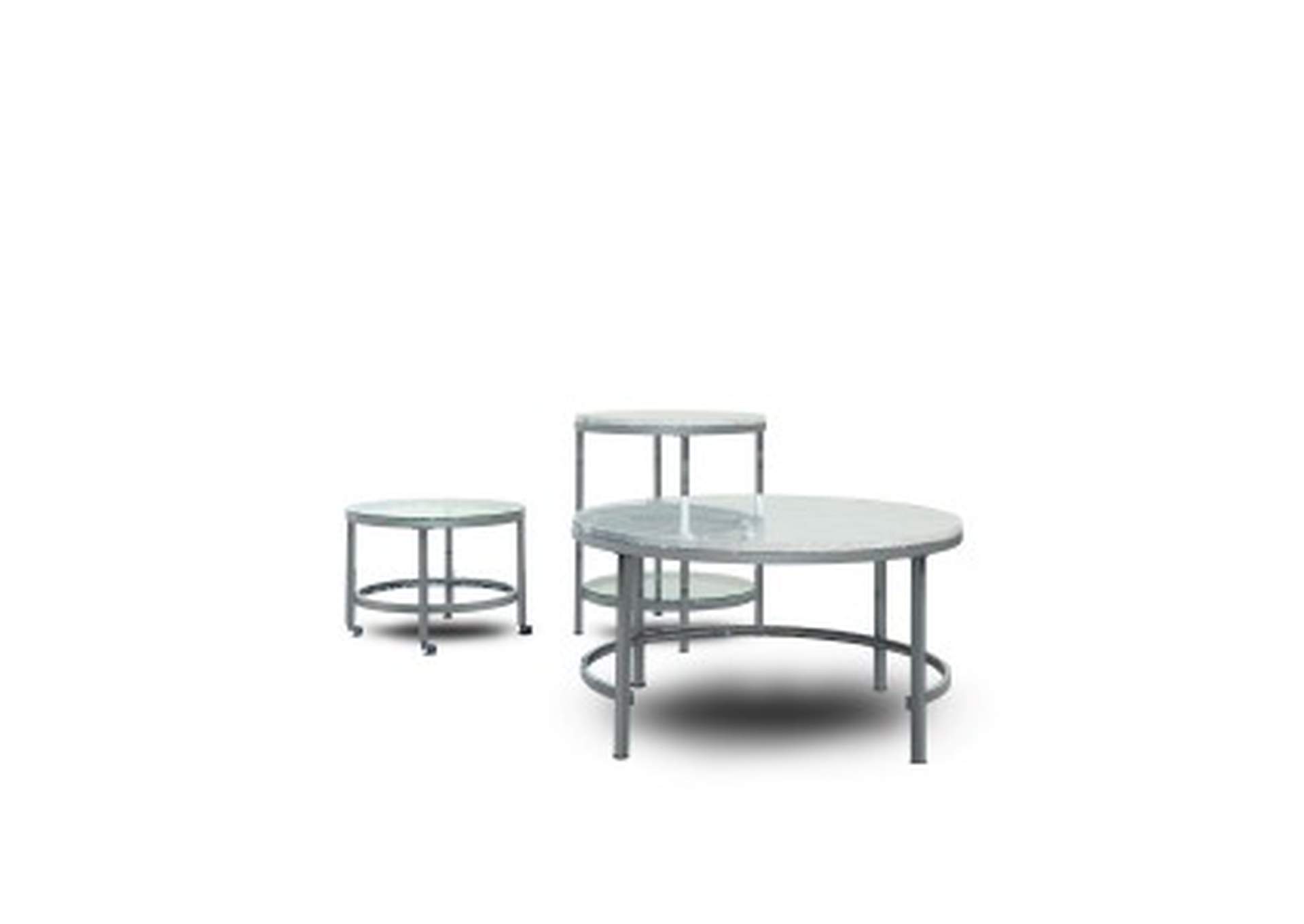 Cocktail Tables 3 Piece Occassional Table Set, Faux Marble Top W/ Chrome Legs,Homelegance