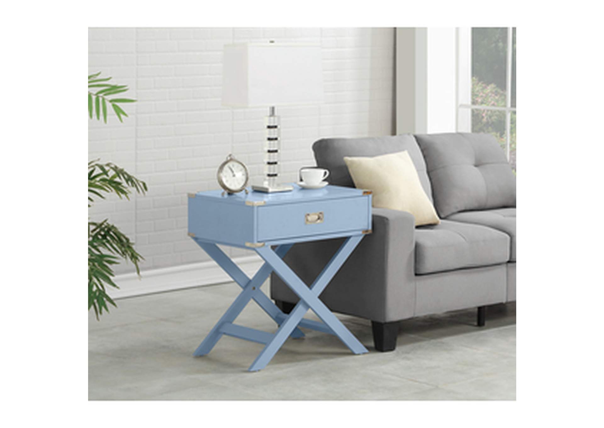 blue X Leg Night Stand W/ Usb In Blue, 3A,Homelegance