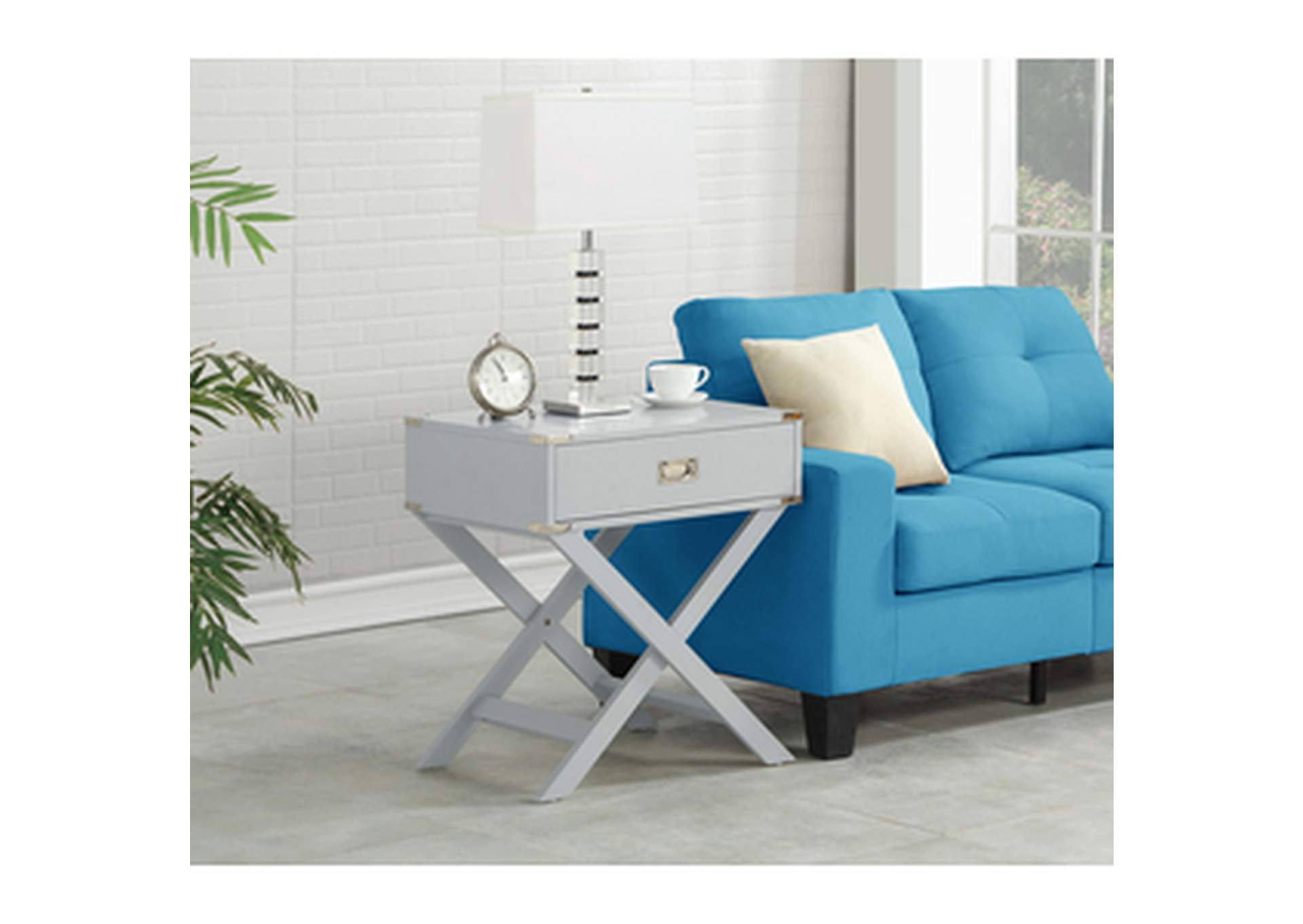 gray X Leg Night Stand W/ Usb In Gray, 3A,Homelegance