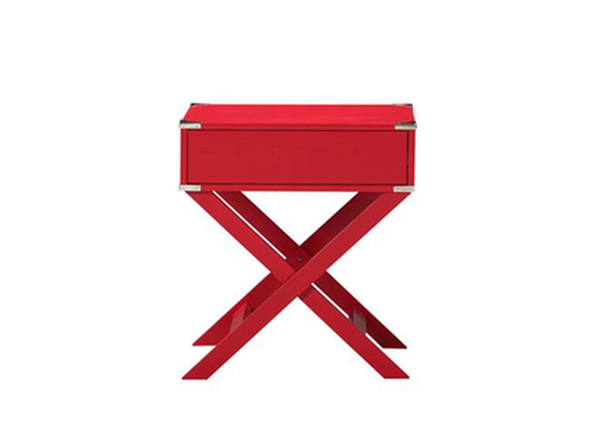 red X Leg Night Stand W/ Usb In Red, 3A,Homelegance