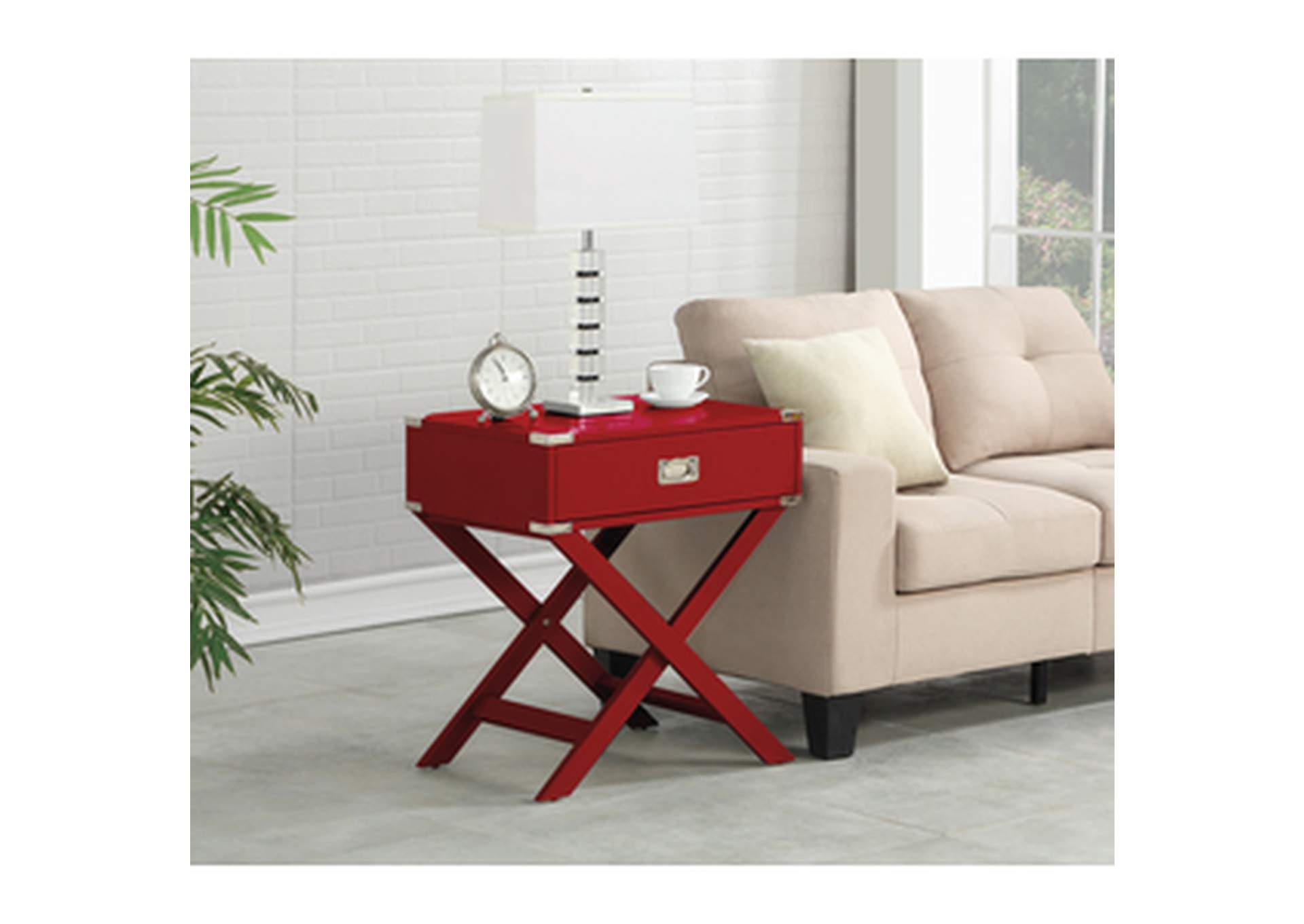 red X Leg Night Stand W/ Usb In Red, 3A,Homelegance