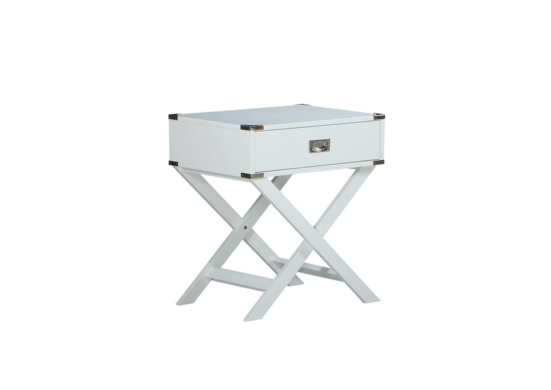 X Leg Night Stand W/ Usb In White, 3A,Homelegance
