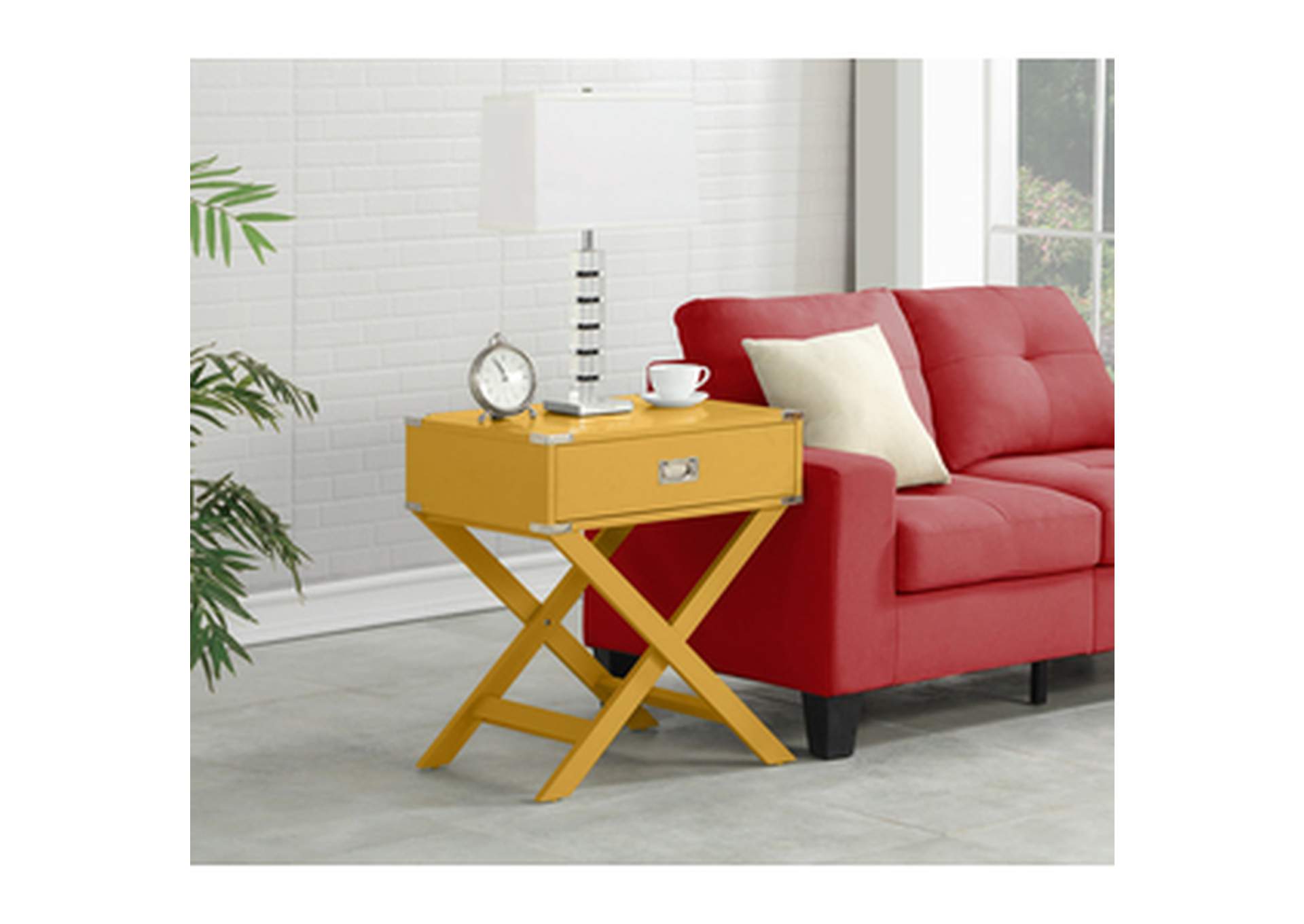 yellow X Leg Night Stand W/ Usb In Yellow, 3A,Homelegance