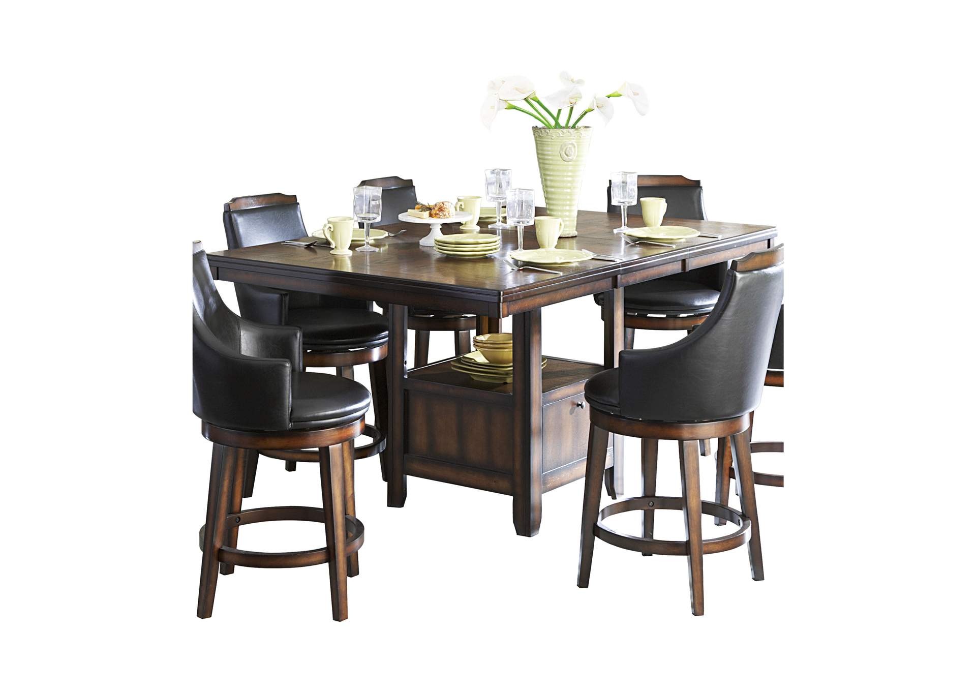Brown Counter Height Table with Storage Base,Homelegance