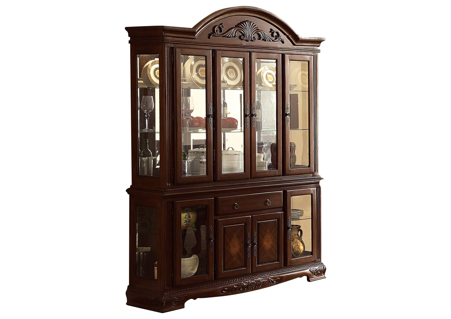 Brown Buffet & Hutch,Homelegance