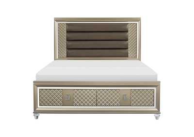 Image for Loudon Bronze California King Platform Bed With Led Lighting And Storage Footboard