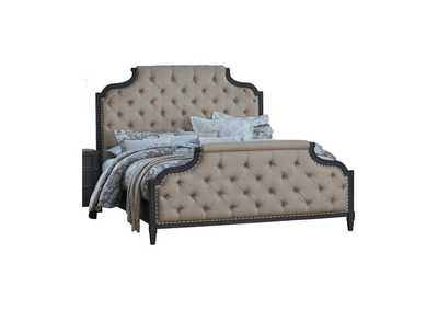 Image for Lindley Beige Fabric Queen Upholstery Bed, Beige Fabric