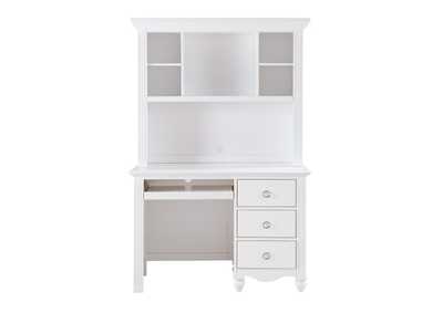 white desk with tall hutch