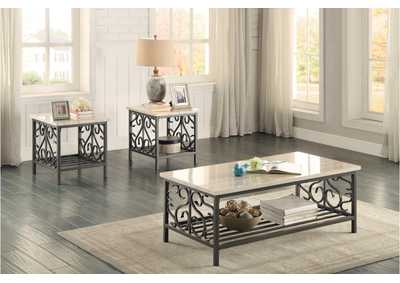 Image for 3 Piece Occ Table Set, Faux Marble, Metal Bas