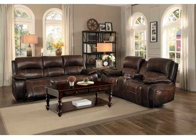 Image for Brown Power Reclining Chair Top Grain Leather Match Pvc