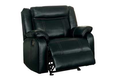 Image for Black Glider Reclining Chair, Black Leather Gel Match