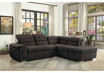 Image for 3/3Storage Ottoman W/Hook,Chocolate 100%