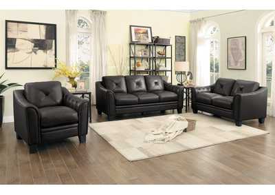 Image for Gray Loveseat, Top Grain Leather Match Pvc, G