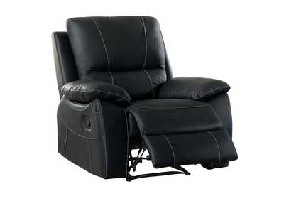 Image for Black Reclining Chair, Black Top Grain Leather Match Pvc