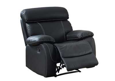 Image for Black Reclining Chair, Black Top Grain Leather Match Pvc