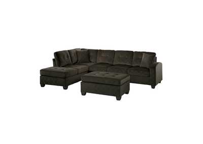 Image for Chocolate 3-Piece Reversible Sectional with Ottoman