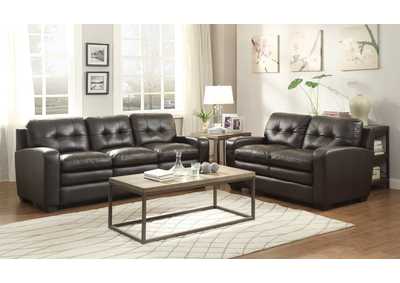 Image for Loveseat,Genuine Top Grn Lthr Mtch
