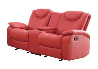 Image for D. Reclining Loveseat, Red Bonded Leather Match