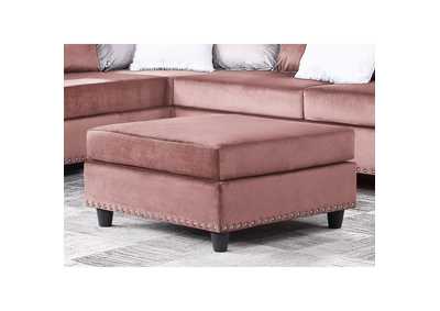 Image for Pink Velvet Ottoman W/Pink Velvet W/Nailheads