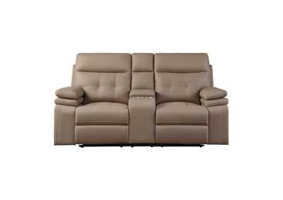 Image for Brown Power Double Reclining Love Seat with Center Console and Power Headrests, USB Port