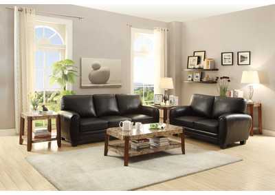 Image for Love Seat, Blk Bnd Lthr Match