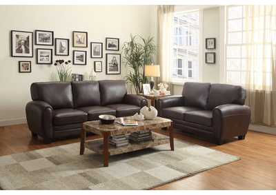 Image for Love Seat,Dark Brw Bnd Lthr Mtc