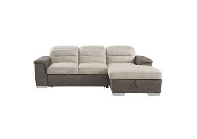 Image for Alfio 2-Piece Sectional With Adjustable Headrests, Pull-Out Bed And Right Chaise With Hidden Storage