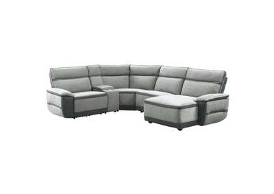Image for Gray 5-Piece Modular Power Reclining Sectional with Power Headrest and Right Chaise