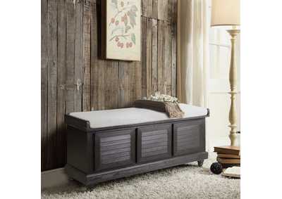 Image for Blk Wood+Grey Cushion Strage Bench W/Lift Top,3A