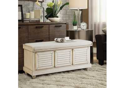 Image for Wht Wood+Beige Cushion Strage Bench W/Lift Top,3A