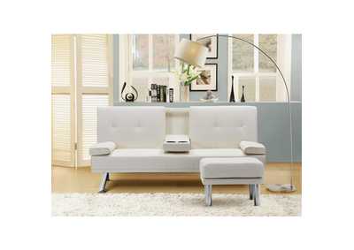 Image for Futons & Click-Clacks White Faux Leather Click Clack W/Ottoman, White Faux Leather