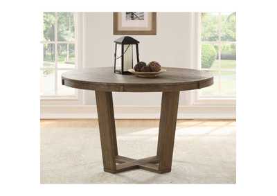Image for oak vnr Rustic Brw Wire Brush Rnd Table W/Oak Vnr,3A