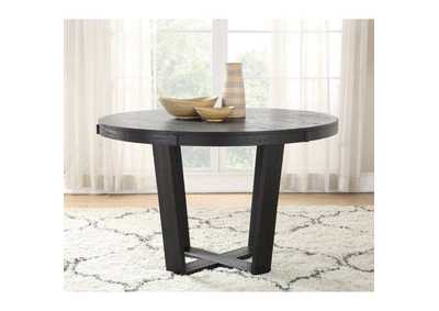 Image for oak vnr Matte Blk Wire Brush Rnd Table W/ Oak Vnr,3A