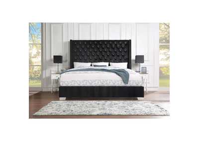 Image for Black Uphl Velvet Qn Bed, Black