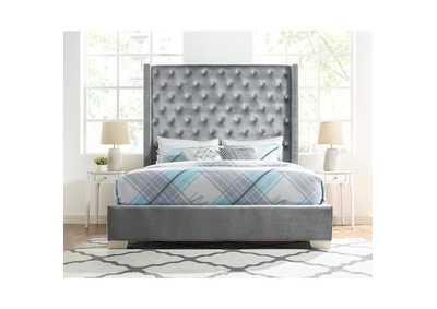 Image for Gray Uphl Velvet Ek Bed, Gray
