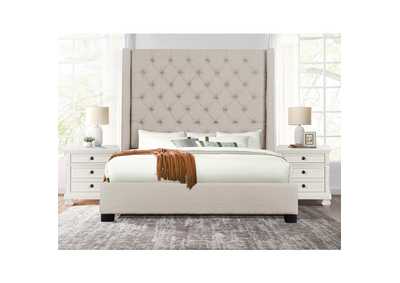 Image for beige Fabric Queen Bed With Beige Fabric