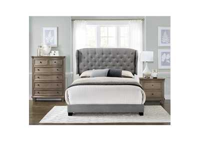 Image for Grey Fabric Queen Bed W/Grey Fabric