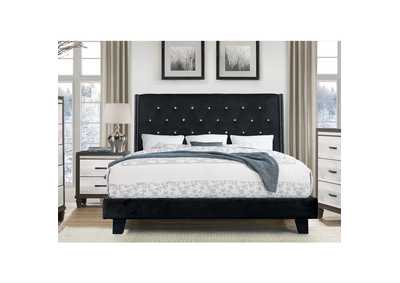 Image for Black Queen Velvet Platform Bed, Black