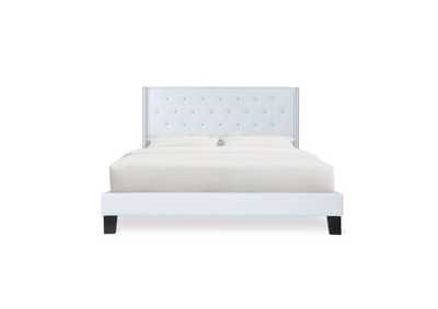 Image for white Queen Pu Leather Platform Bed, White