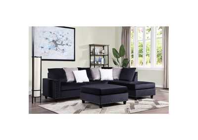 Image for Sectionals Black Velvet 2-Piece Reversible Sectional, Black Velvet
