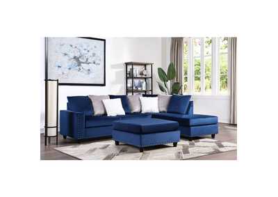 Image for Sectionals Blue Velvet 2-Piece Reversible Sectional, Blue Velvet