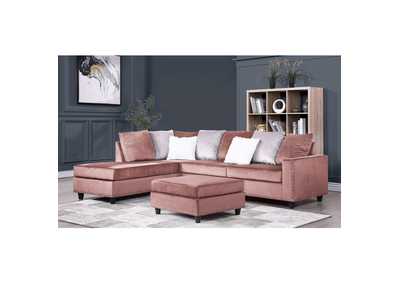 Image for Sectionals Pink Velvet 2-Piece Reversible Sectional, Pink Velvet