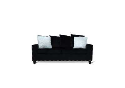 Image for black velvet Sofa W/Black Velvet W/2 Pillow