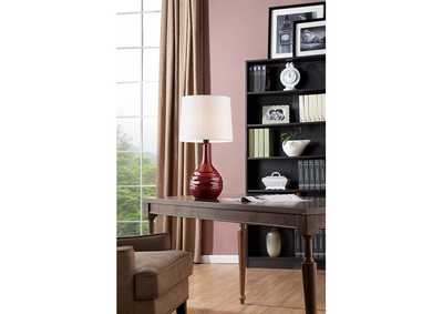 Image for burgandy 25"H Tbl Lamp, Porcelain Burgundy, 3-Way Rotary Switch