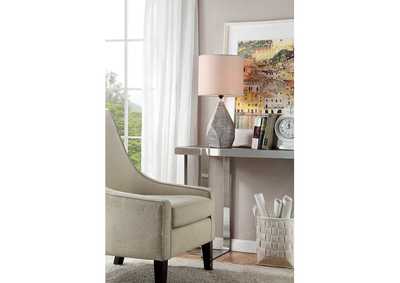 Image for gray 25"H Tbl Lamp, Porcelain Gray Geometric Shape, 3-Way