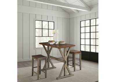 Image for 3 Piece Counter Height Dining Set, Brw Top W/ Grey Leg,3A