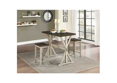 Image for brown 3 Piece Counter Height Dining Set, Brw Top W/ Wht Leg,3A