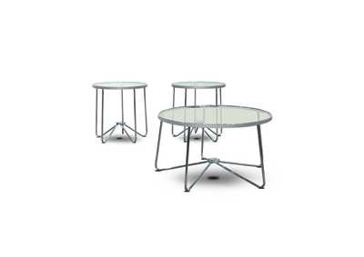 Image for Cocktail Tables 3 Piece Occassional Table Set, Clear Glass Top W/ Chrome Legs